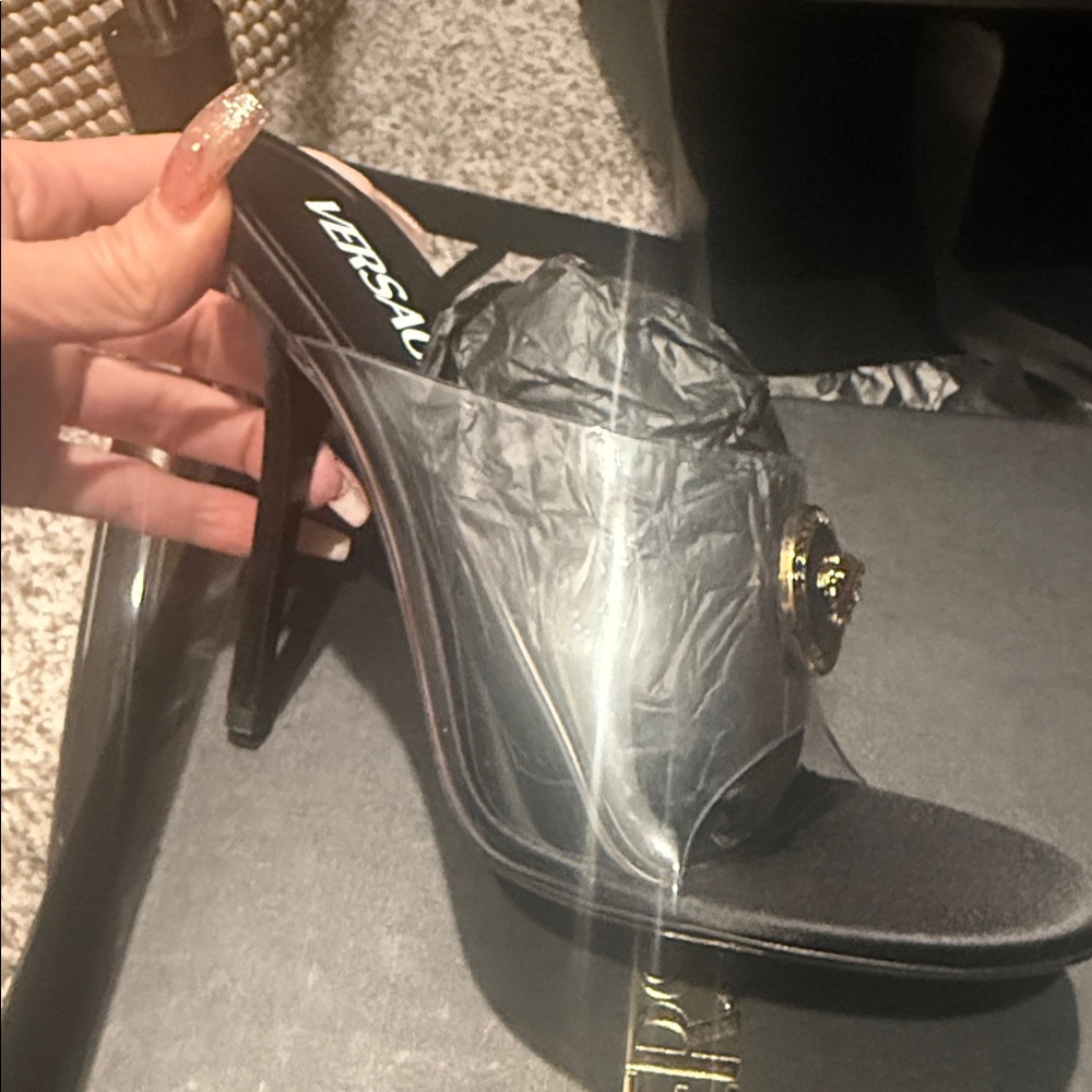 Versace Black and Gold Heeled Mules - Picture 3 of 3